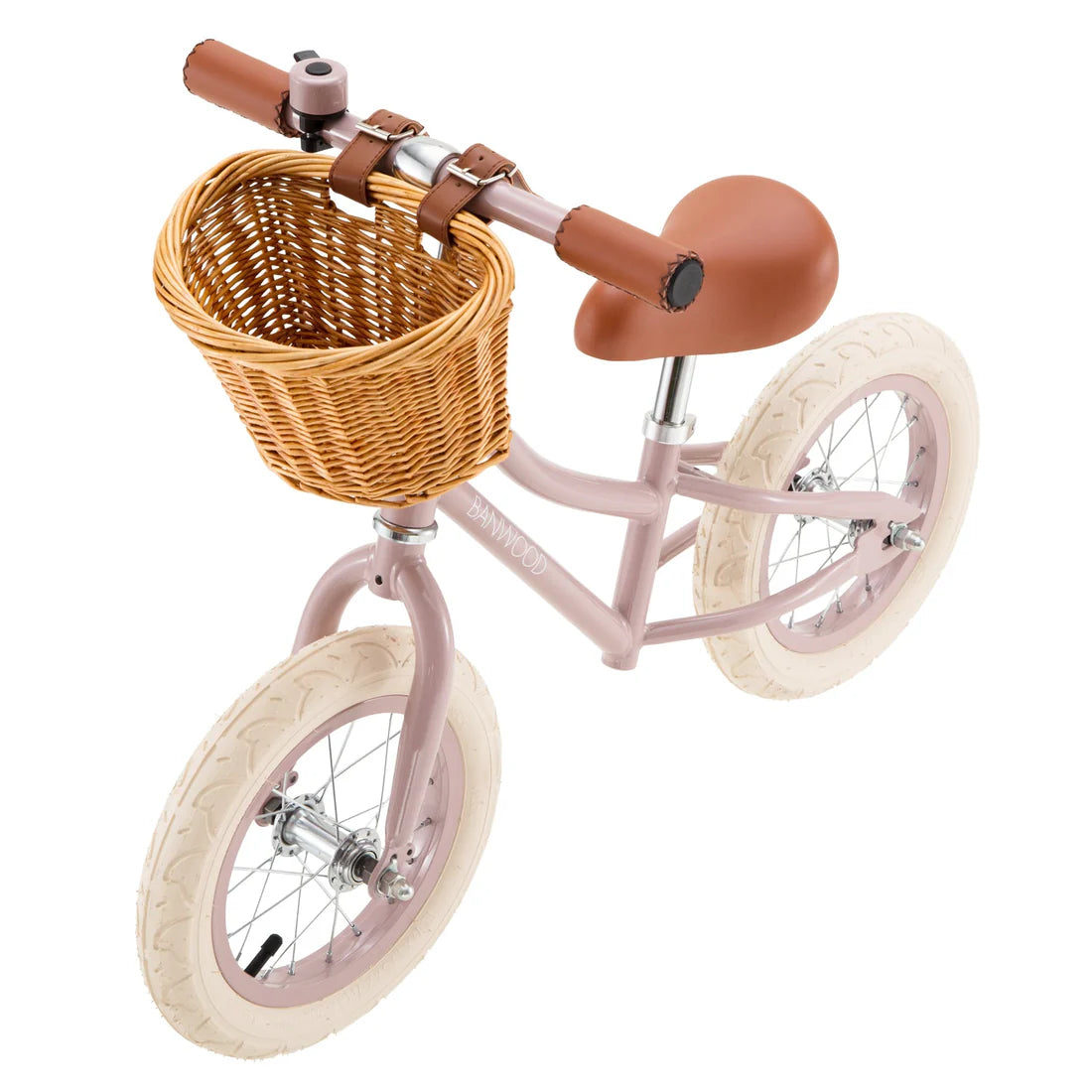 Gaiši rozā bērnu skrejritenis ar grozu, Balance Bike First Go, Dustypink, Banwood