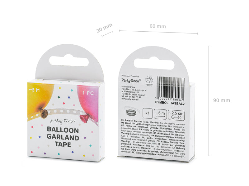 DIY Lente balonu virtenēm, Balloon Garland Tape, 5m, Party Deco, TASBAL2
