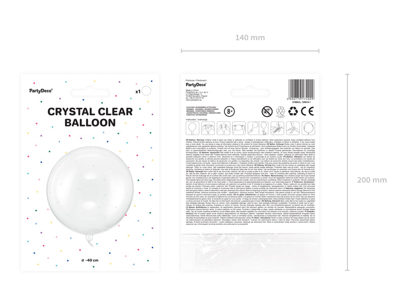 Balons Orbz Balloon, Clear, caurspīdīgs, 40cm