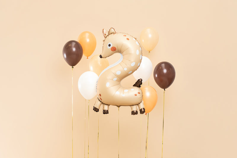 Liels balons cipars 2, dzīvnieks - stirna, pildāms ar hēliju