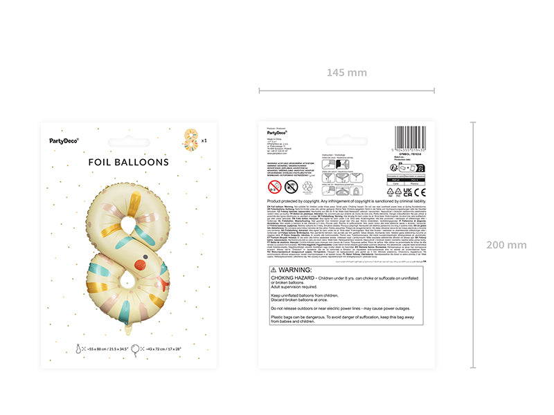 Liels balons cipars 8, dzīvnieks - čūska, pildāms ar hēliju