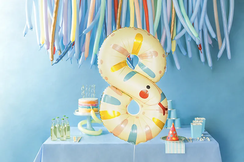 Liels balons cipars 8, dzīvnieks - čūska, pildāms ar hēliju