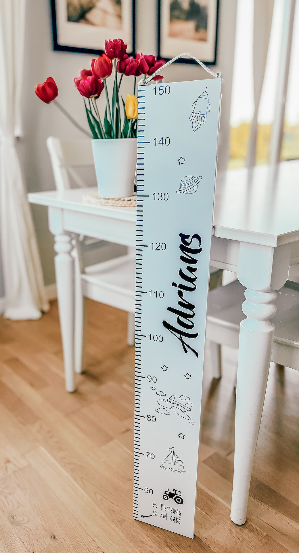 Personalizēts bērna auguma metramērs - melnbalts