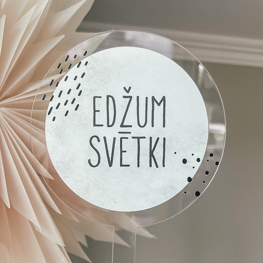 Punktiņi un svītriņas - Personalizēts bērna dzimšanas dienas kūkas dekors - toperis