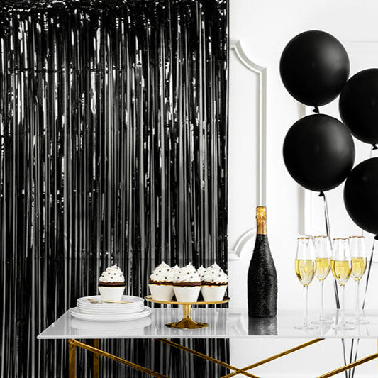 Folija aizkari fotosienai "Lietutiņš", Party Curtain, melns, 90x250cm, CRT-010