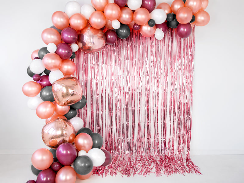 Folija aizkari fotosienai "Lietutiņš", Party Curtain, rozā zelta, 90x250cm, CRT-019R