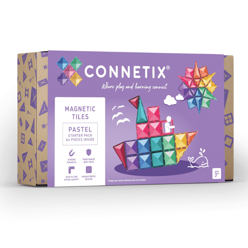 Magnētiskie klucīši, flīzītes, konstruktors - Pastel Starter Pack flīzes, 66 gab, Connetix, CT-P-00064-ST