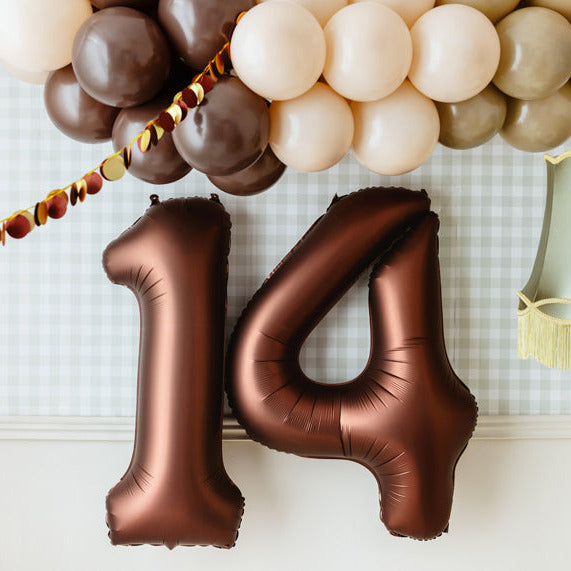 Liels balons cipars 4, brūns, pildāms ar hēliju vai gaisu, 86cm, FB1S-4-494