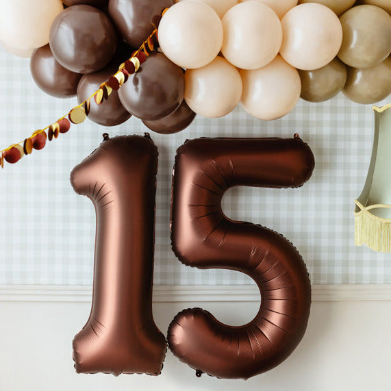 Liels balons cipars 5, brūns, pildāms ar hēliju vai gaisu, 86cm, FB1S-5-494