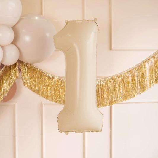 Liels balons cipars 1, bēšs, pildāms ar hēliju vai gaisu, Liepājā, FB230P-1-013