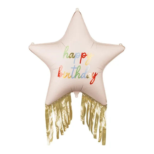 Folija balons Happy Birthday ar bārkstīm - pildīts ar hēliju, 72x72 cm