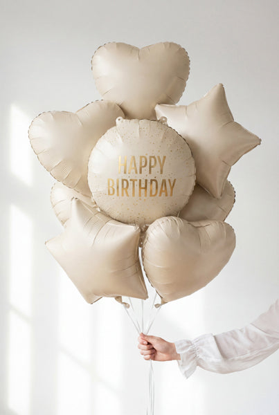 Apaļš folija balons Happy Birthday - pildāms ar gaisu vai hēliju, 35cm, FB353-079