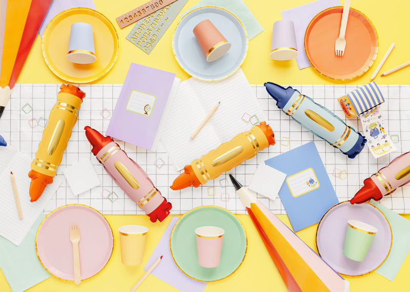 Folija baloni virtenēm Krītiņi, Crayons - pildāms ar gaisu, 3gab, krāsaini