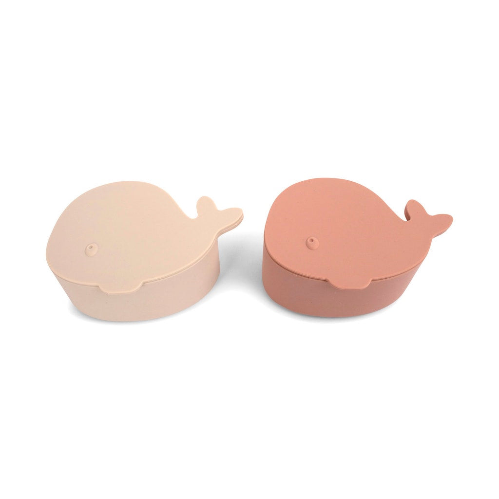 Silikona uzkodu trauciņi, rozā, Set of 2 Silicone Snack boxes, Filibabba
