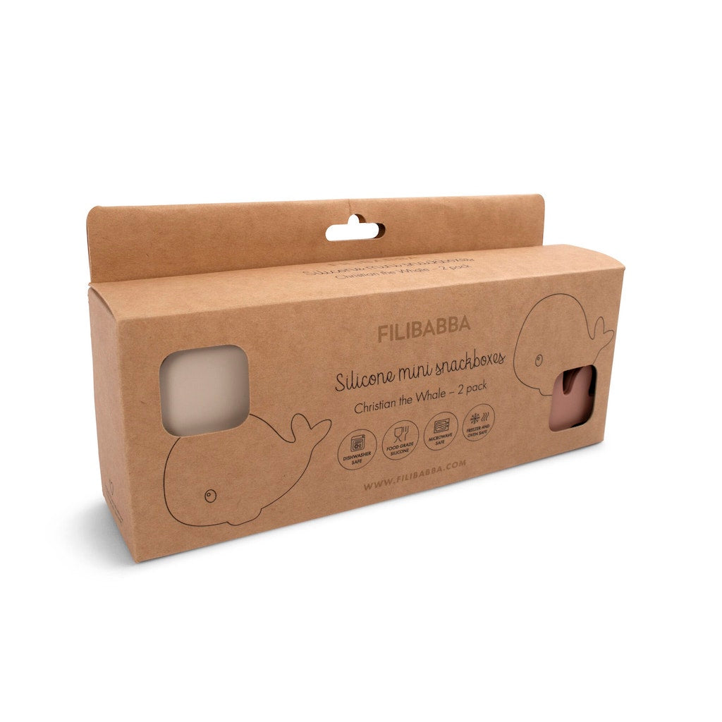 Silikona uzkodu trauciņi, rozā, Set of 2 Silicone Snack boxes, Filibabba