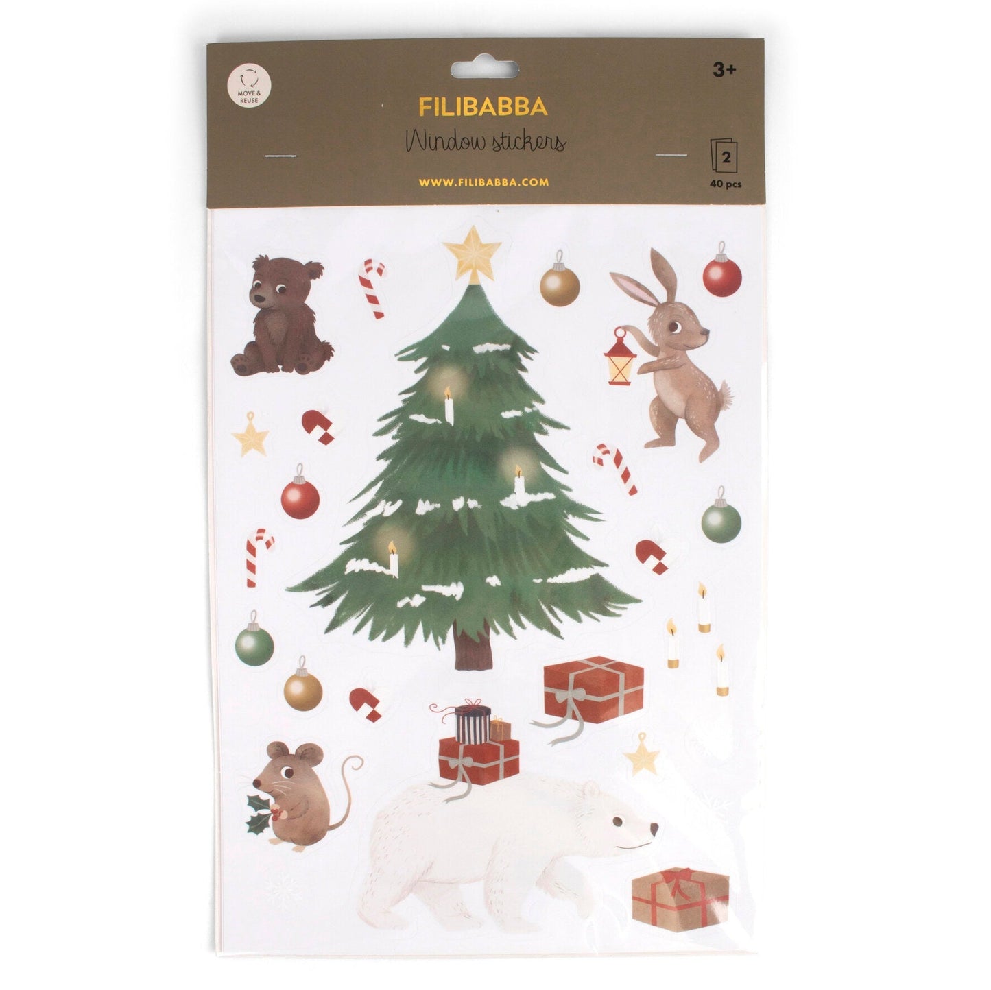 Ziemassvētku logu uzlīmes Wonderful Winter, Window stickers Forest Friends, Filibabba, FI-03796