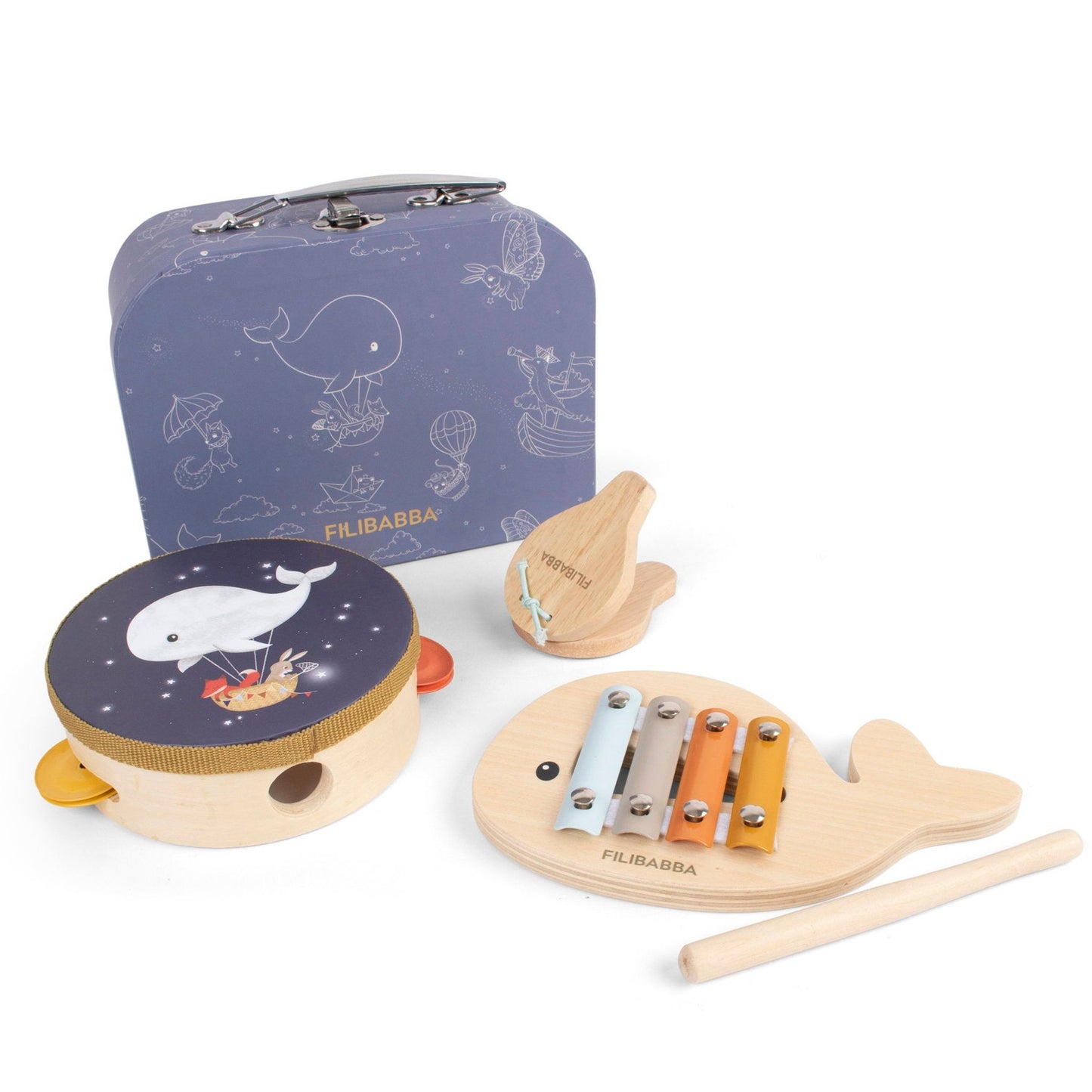 Koka mūzikas instrumentu koferītis, My first wooden toy instruments, Filibabba, FI-03823