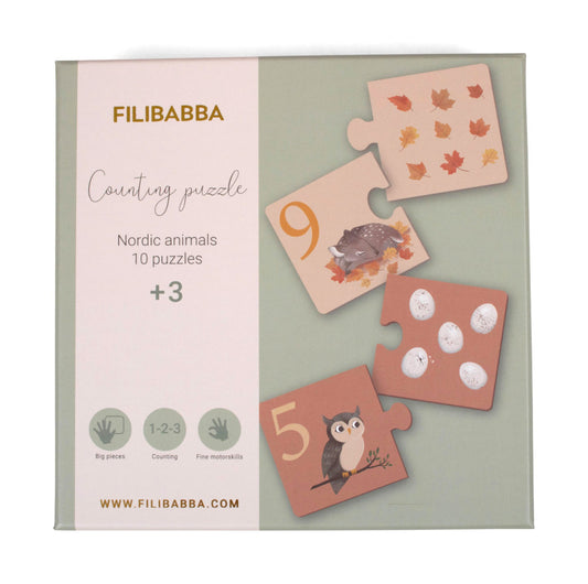 Puzle skaitīšanai, Counting Puzzle, Nordic Animals, Filibabba, FI-02174