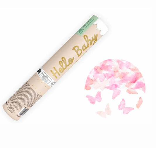 "Gender Reveal" konfeti ar rozā taurenīšiem, Party Deco,TUKRM20-081J