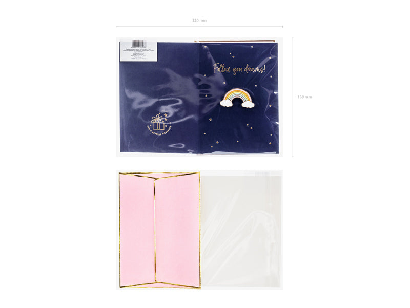 Apsveikuma kartīte Card with enamel pin Rainbow, Party Deco, KAR5