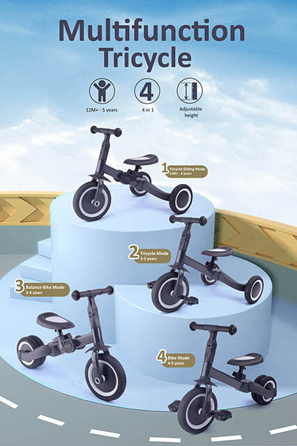 Kaya transformējams bērnu ritenis / trīsritenis, 4 in 1 tricycle, Black, Topmark, T6079.ANTHRA06