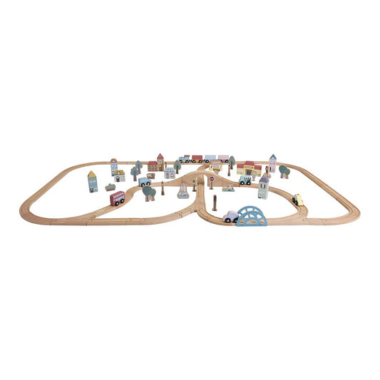 Koka vilcienu sliežu trase, XXL starta komplekts, Railway Train set Starterkit, Little Dutch LD4487
