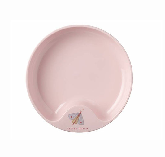 Mazuļu šķīvis, Trainer Plate Flowers & Butterfly, rozā, Little Dutch