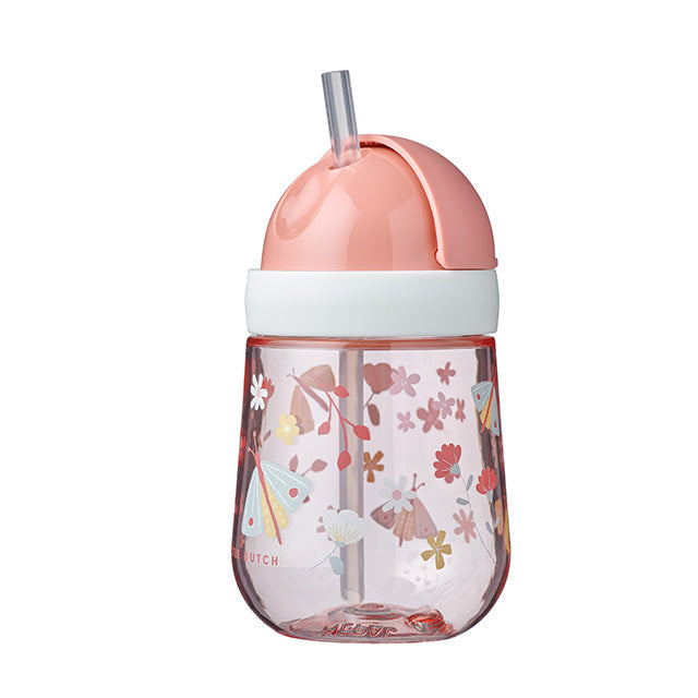 Krūzīte ar salmiņu, Straw Cup Flowers & Butterfly, rozā, Little Dutch