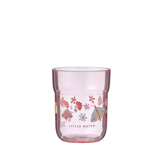 Bērnu krūze, Children's glass Flowers & Butterfly, rozā, Little Dutch
