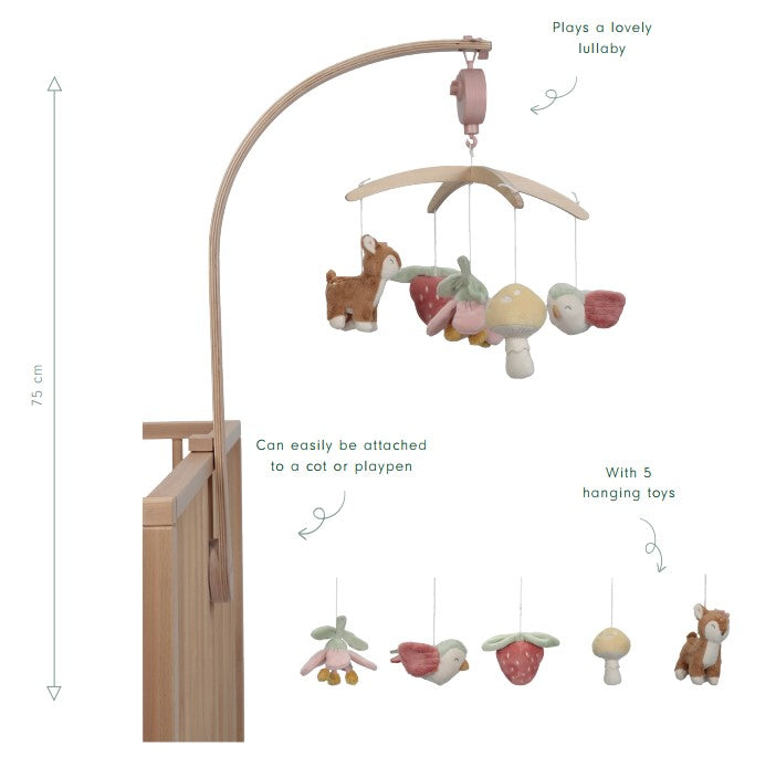 Gultiņas mūzikas karuselis Fairy Garden - koka, Wooden Music Mobile, Little Dutch, LD9000