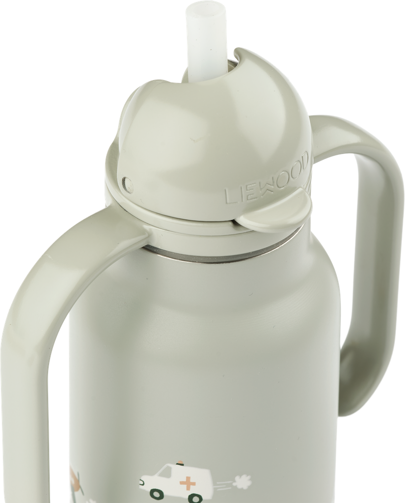 Bērnu ūdens pudele ar rokturiem, Vehicles / Dove blue, Liewood, 250ml