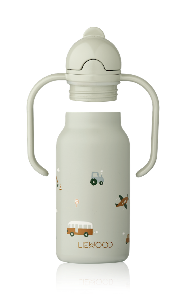 Bērnu ūdens pudele ar rokturiem, Vehicles / Dove blue, Liewood, 250ml