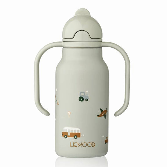 Bērnu ūdens pudele ar rokturiem, Vehicles / Dove blue, Liewood, 250ml