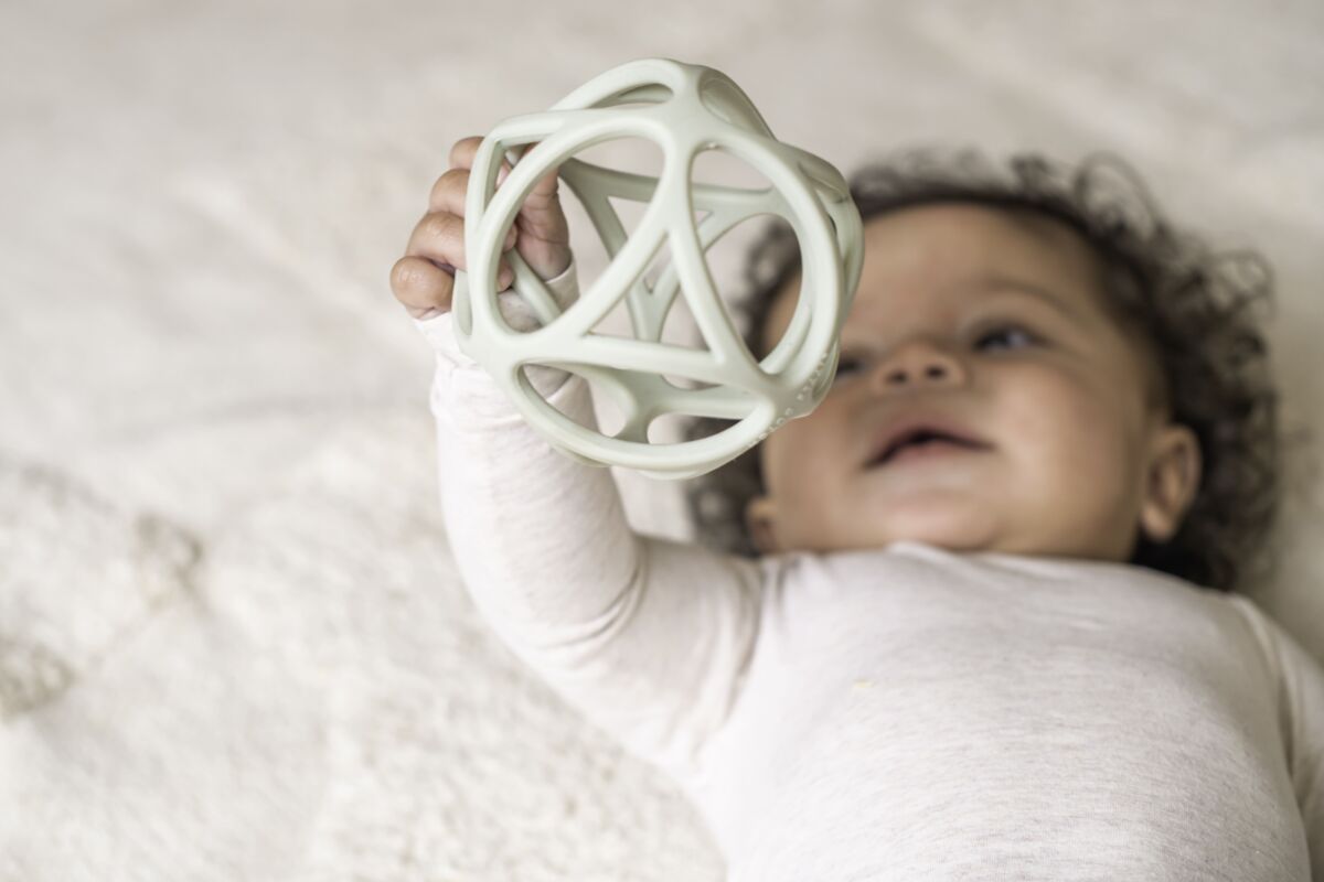 Silikona graužammanta Bumba, Grappling Ball, green, zaļa, little Dutch