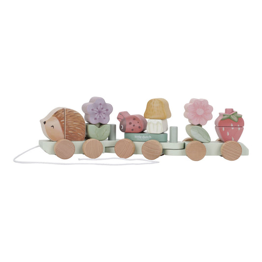 Koka vilciens ezītis, Hedgehog Fairy Garden Stacking Train, Little Dutch, LD735