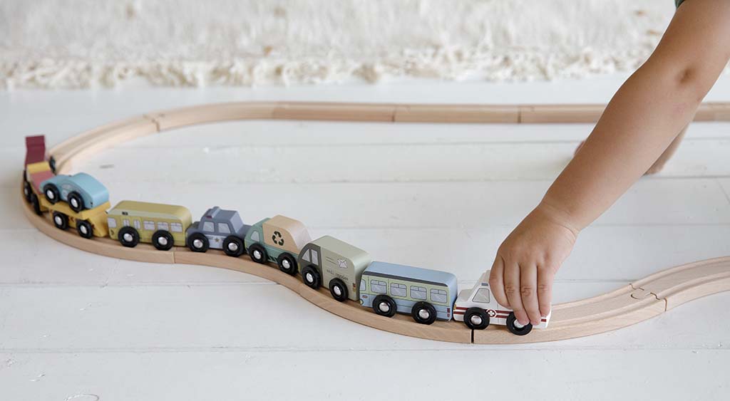 Vilcienu trases auto komplekts, Railway extension Vehicles Set, Little Dutch, LD4492