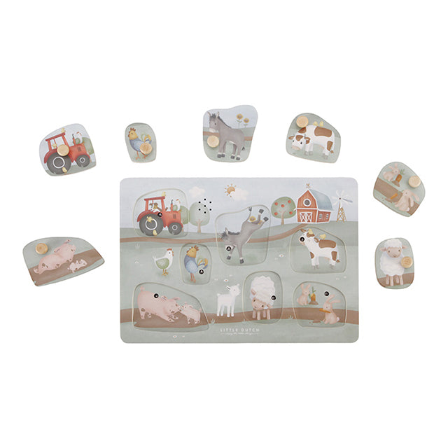 Skanošā koka puzle Little Farm, Sound Puzzle, Little Dutch, LD7140