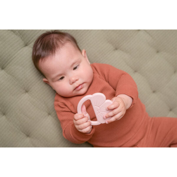 Silikona graužammanta Puķīte, Teething Toy Flower, rozā, Little Dutch