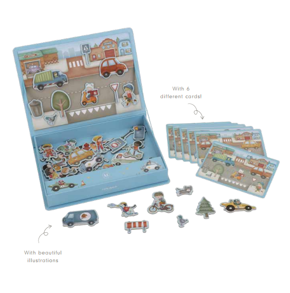 Magnētiskā spēle Jim & Vehicles, Magnetic Playboard, Little Dutch, LD4786