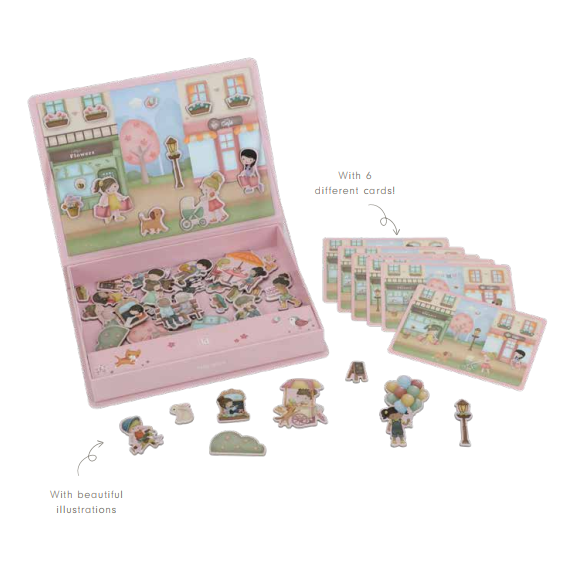 Magnētiskā spēle Rosas Shopping Street, Magnetic Playboard, Little Dutch, LD4785