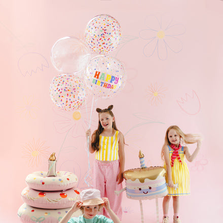 Balons Bubble Balloon Happy Birthday With Dots ar punktiņiem, 60cm, ORB24-3