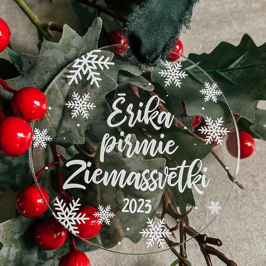 Personalizēts eglītes rotājums ar Vārdiņu + Pirmie Ziemassvētki