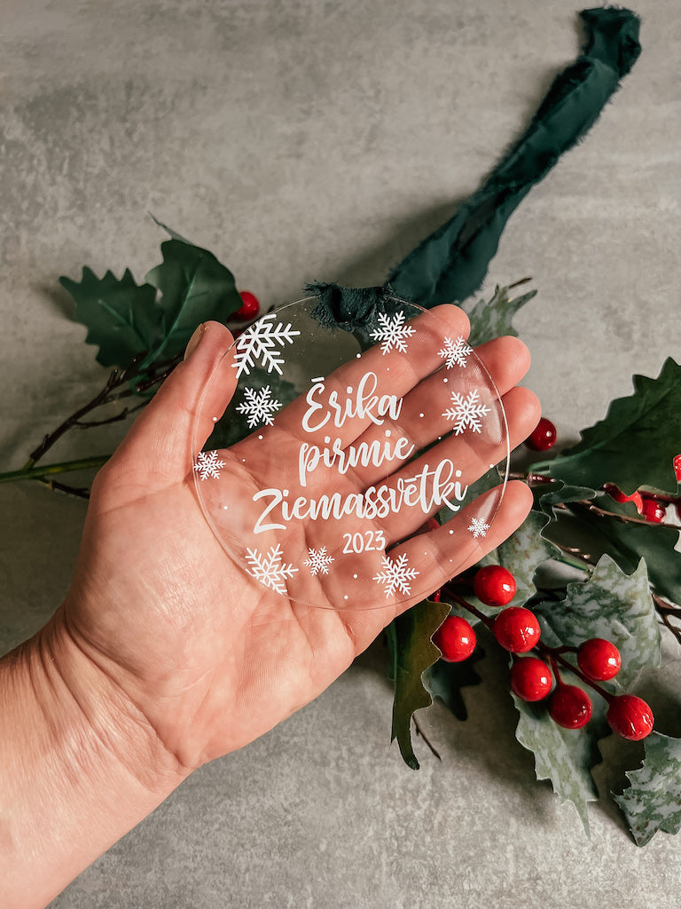Personalizēts eglītes rotājums ar Vārdiņu + Pirmie Ziemassvētki