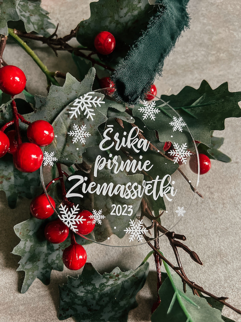Personalizēts eglītes rotājums ar Vārdiņu + Pirmie Ziemassvētki
