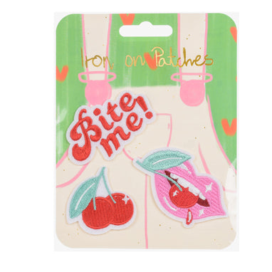 Piegludināmie izšuvumi ar lūpiņām, Iron on Patches Bite Me, Party Deco, NAP9