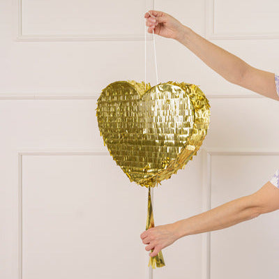 Pinjata zelta sirds, Pinata Love Heart, 36x32x10cm PINS1, Party Deco