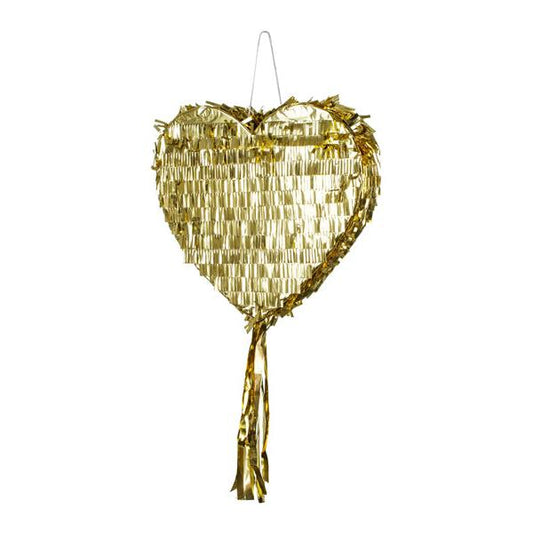 Pinjata zelta sirds, Pinata Love Heart, 36x32x10cm PINS1, Party Deco