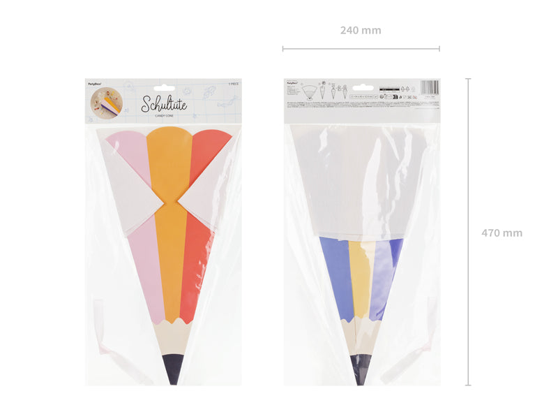 Dāvanu konuss Krītiņš, skolas saldumu tūta, Candy Cone Crayon, RNS1, Party Deco