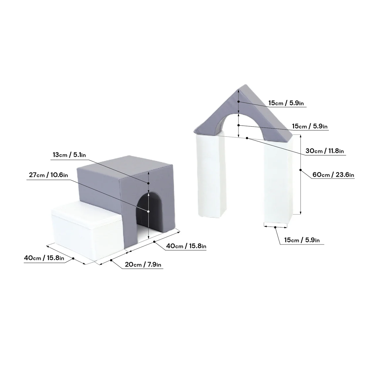 Mīkstie kluči Challenger Set Soft Play, IGLU - White and Grey, balts un pelēks