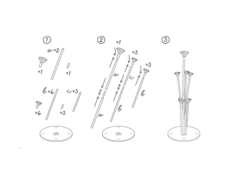 Balonu statīvs Balloon Stand, 72cm, STB2, Party Deco